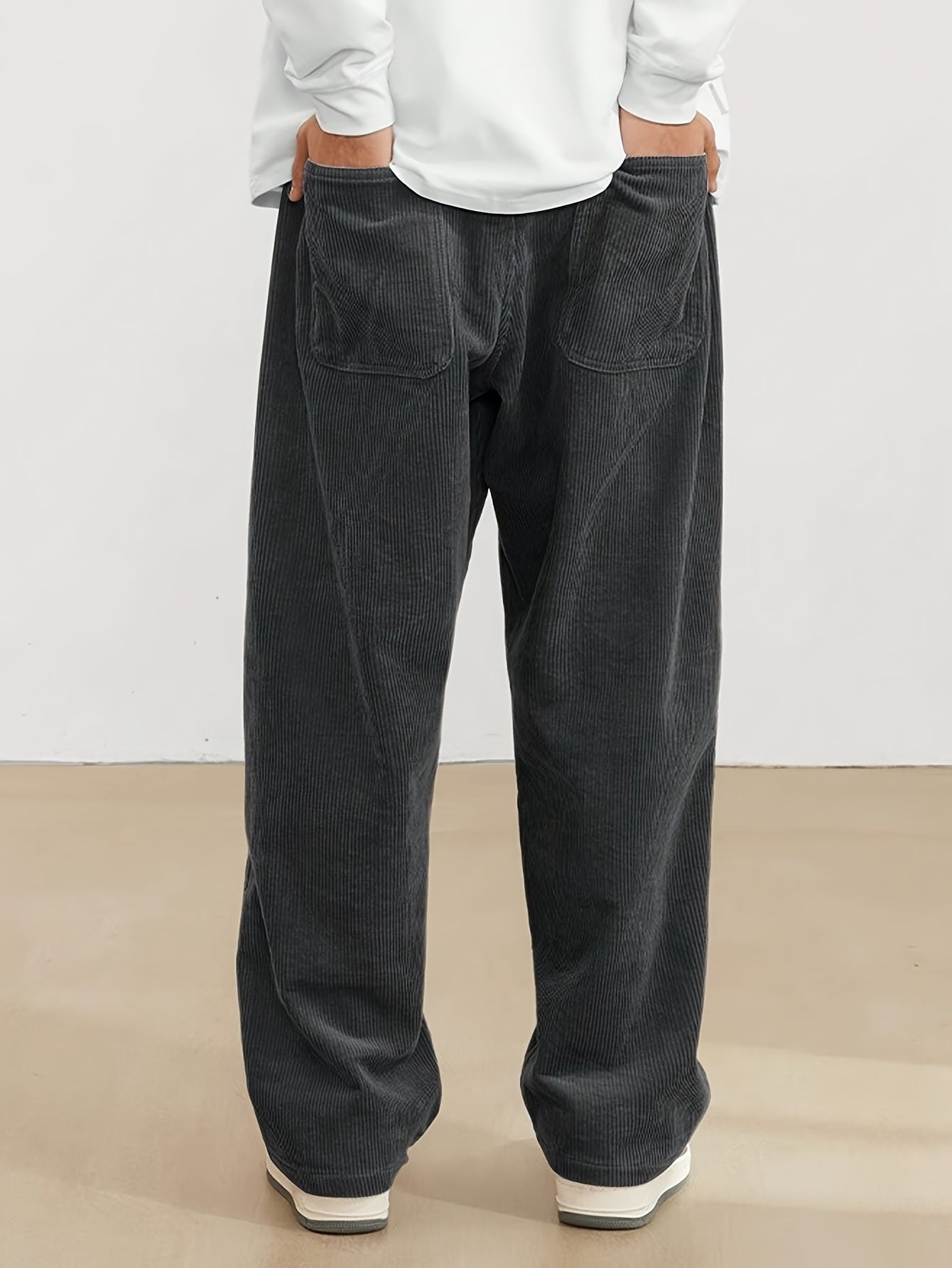 Ernesto - Pantalones de hombre anchos en pana estilo casual