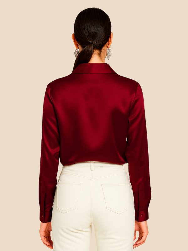 Sofía - Blusa satinada de mujer con botones frontales