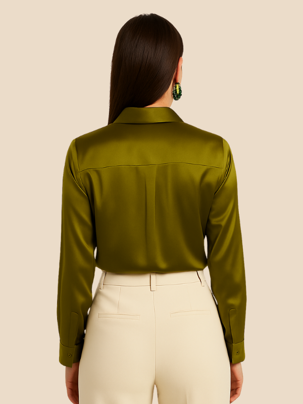Sofía - Blusa satinada de mujer con botones frontales