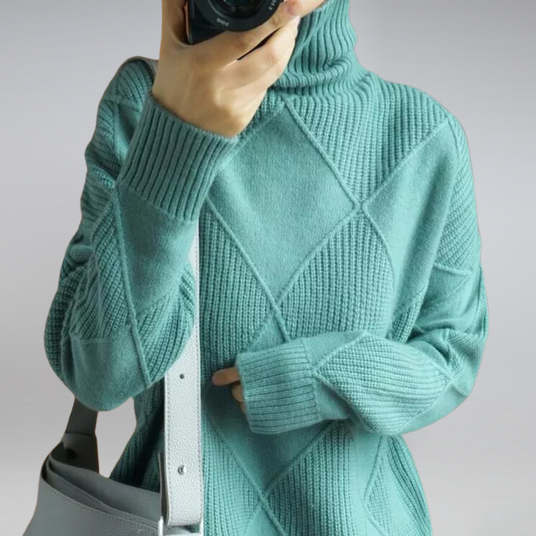 Valeria - Suéter cashmere de punto cuello alto mujer