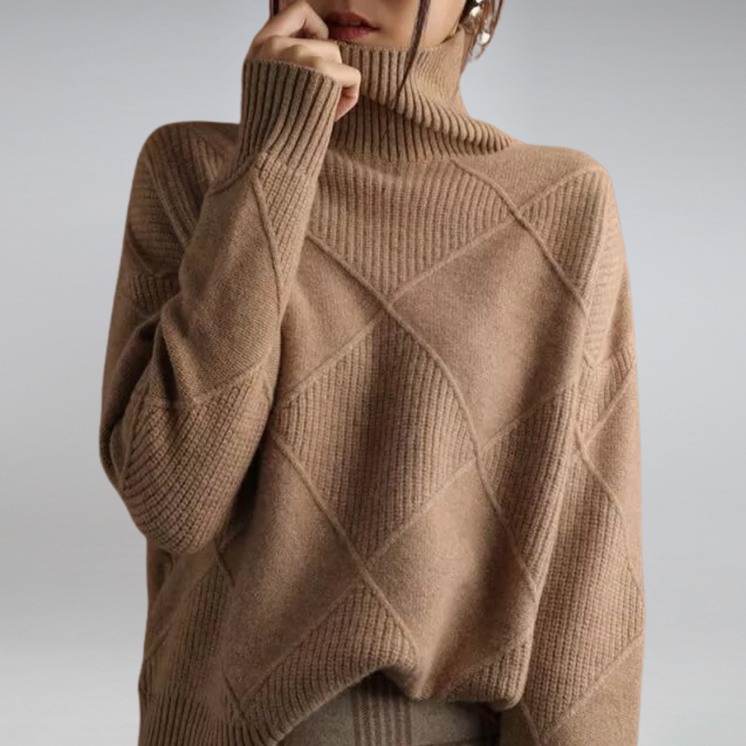 Valeria - Suéter cashmere de punto cuello alto mujer