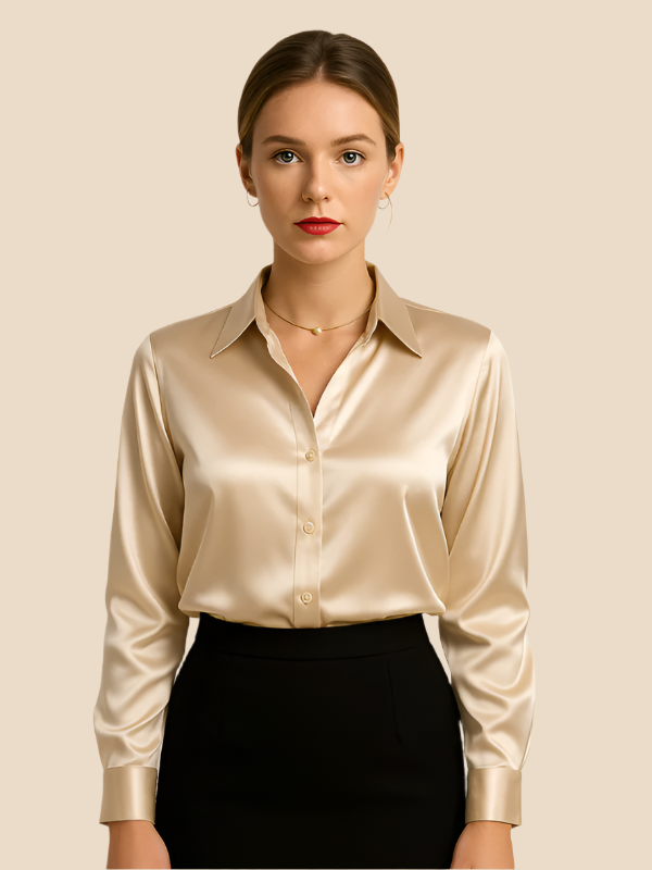 Sofía - Blusa satinada de mujer con botones frontales