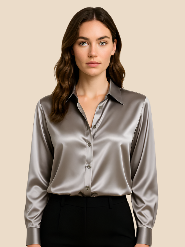 Sofía - Blusa satinada de mujer con botones frontales