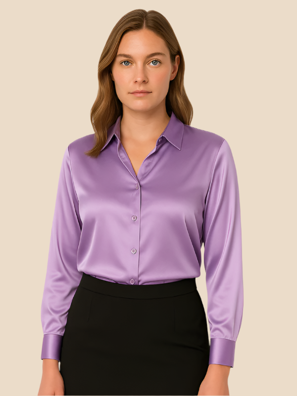 Sofía - Blusa satinada de mujer con botones frontales