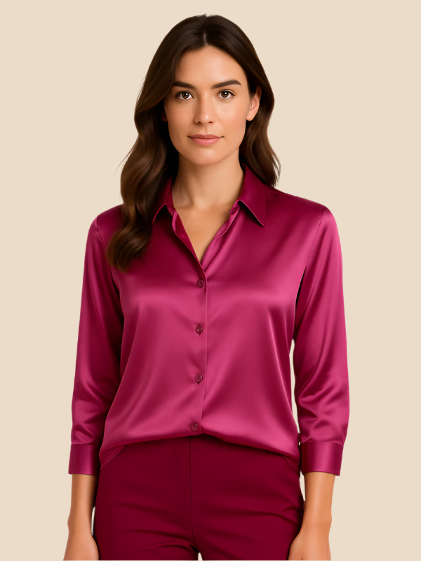 Sofía - Blusa satinada de mujer con botones frontales