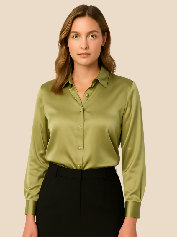 Sofía - Blusa satinada de mujer con botones frontales