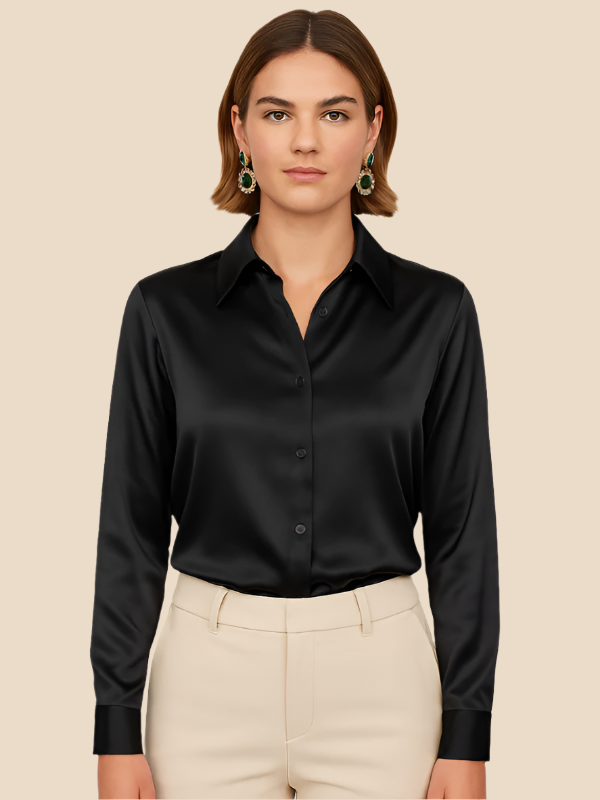 Sofía - Blusa satinada de mujer con botones frontales