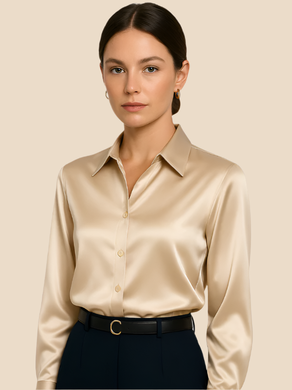 Sofía - Blusa satinada de mujer con botones frontales