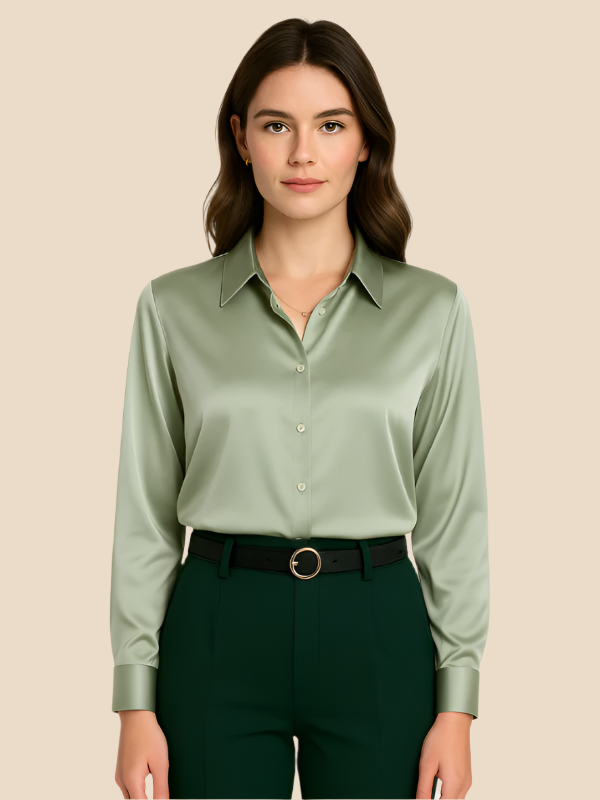 Sofía - Blusa satinada de mujer con botones frontales