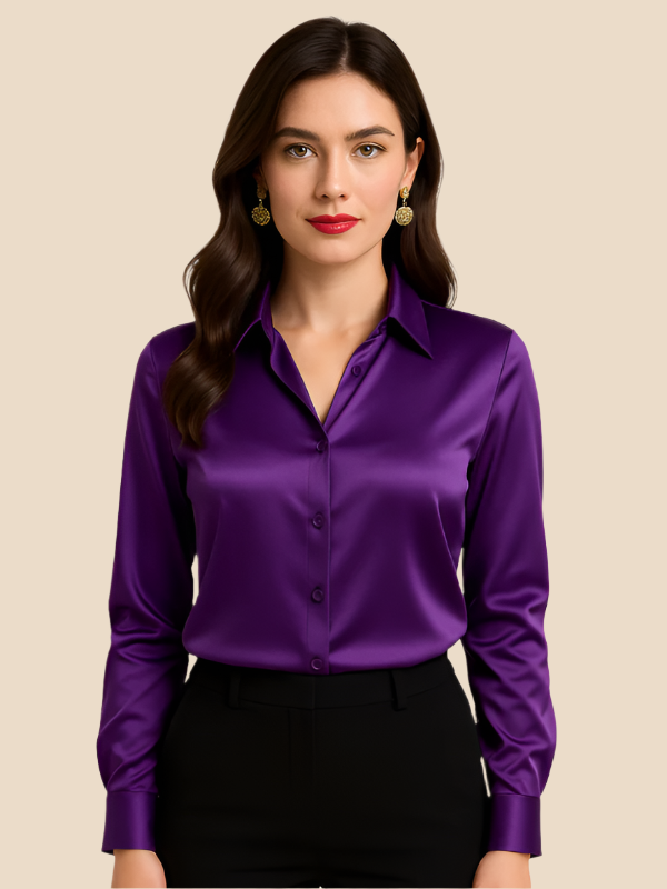 Sofía - Blusa satinada de mujer con botones frontales