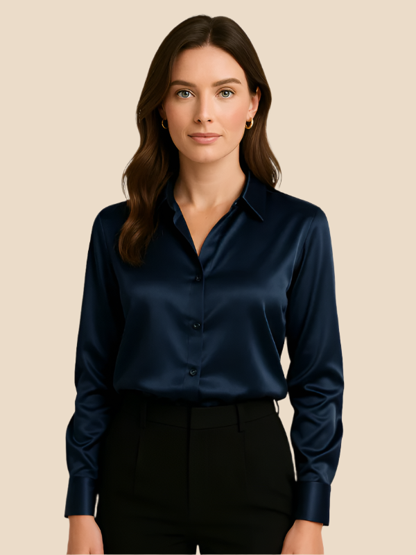 Sofía - Blusa satinada de mujer con botones frontales