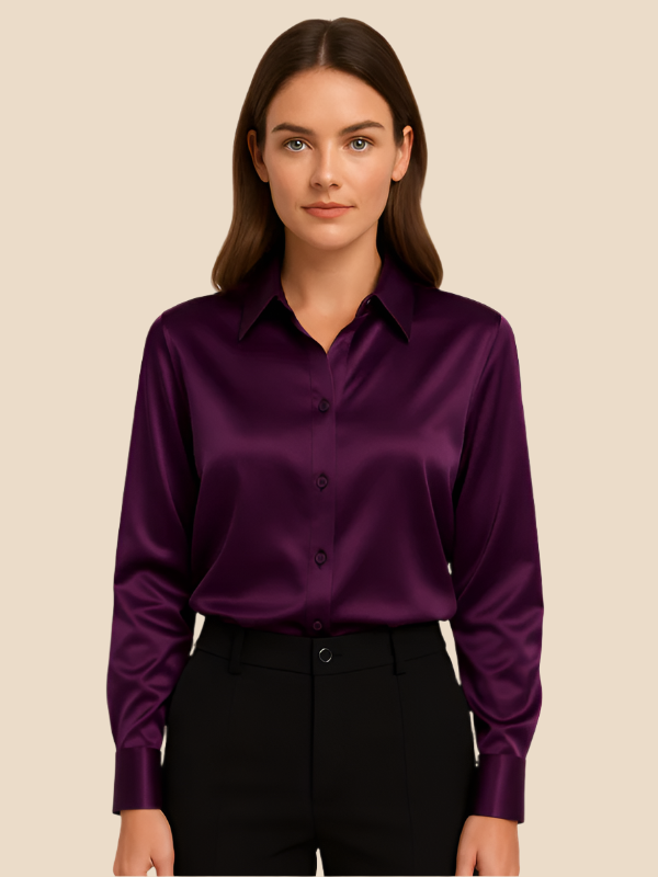 Sofía - Blusa satinada de mujer con botones frontales