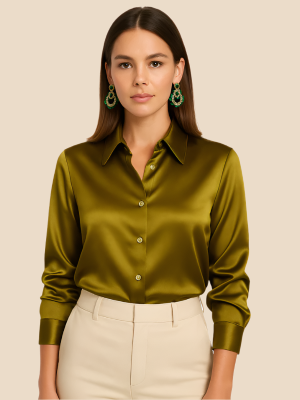 Sofía - Blusa satinada de mujer con botones frontales