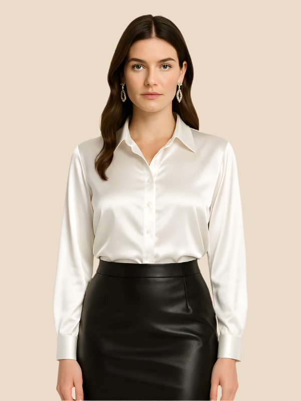 Sofía - Blusa satinada de mujer con botones frontales