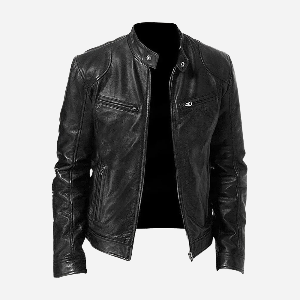 Leonardo - Chaqueta de cuero hombre con cierre de cremallera