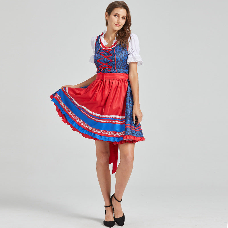 Heidi – Vestido tradicional Oktoberfest corto con delantal rojo