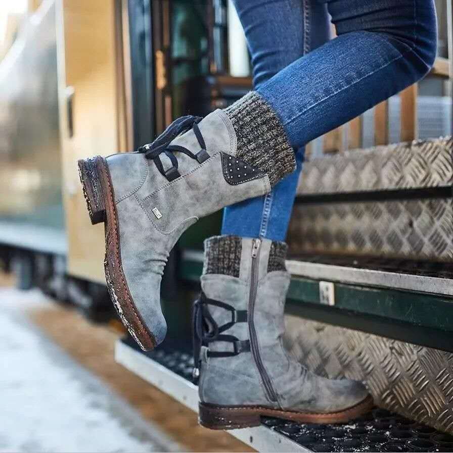 Alba - Botas altas de invierno con forro cálido y detalles tejidos