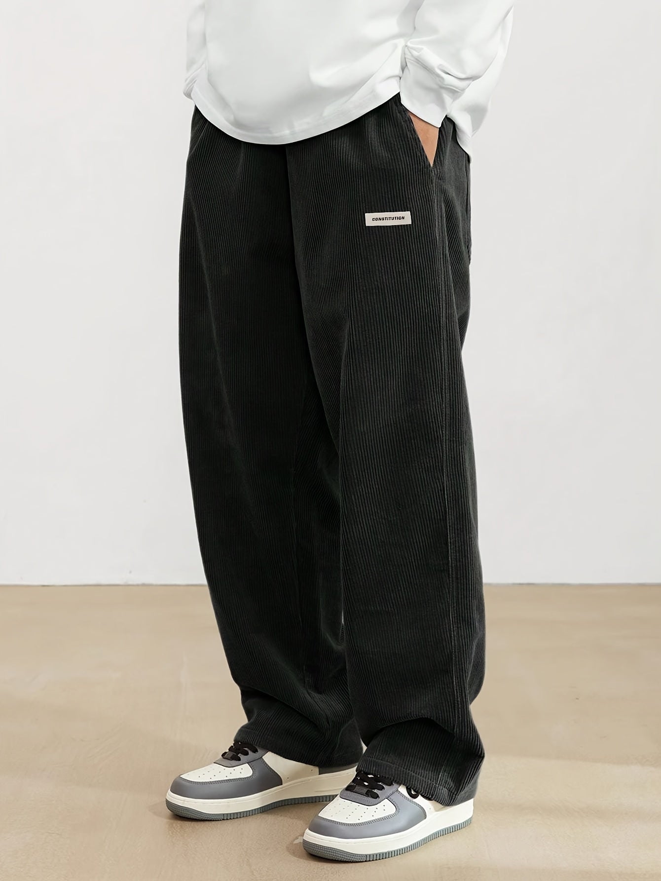 Ernesto - Pantalones de hombre anchos en pana estilo casual