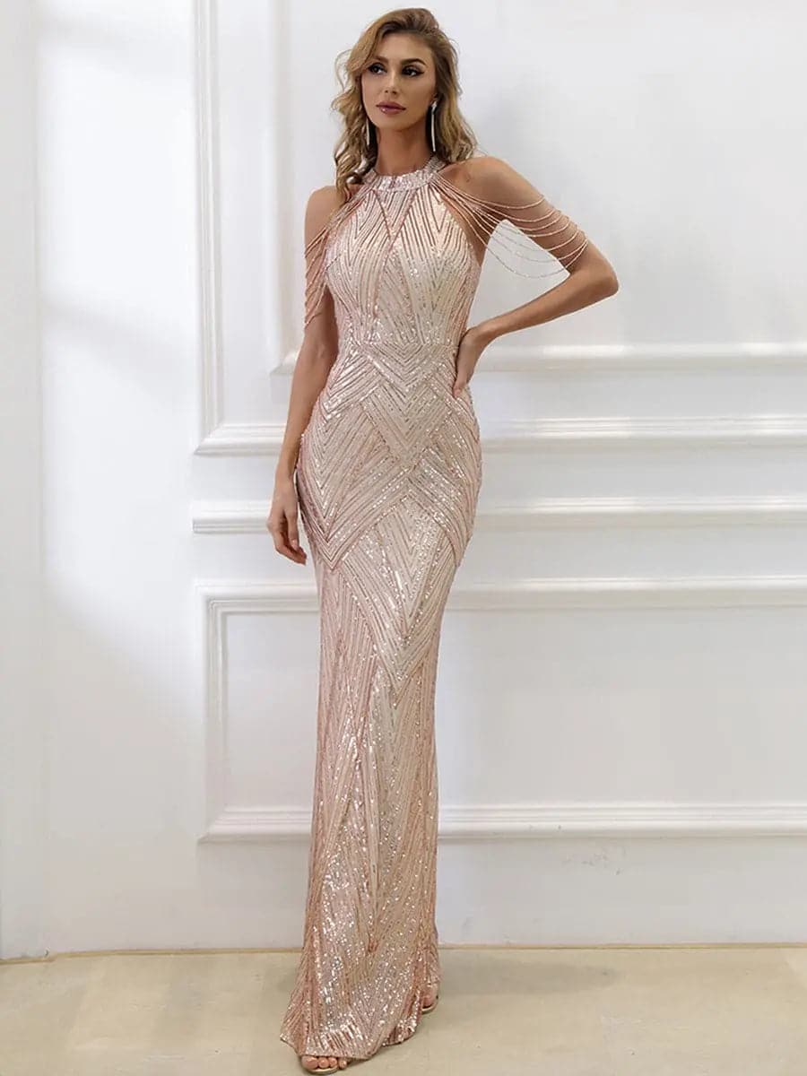 Bianca - Vestido largo con hombros descubiertos mujer