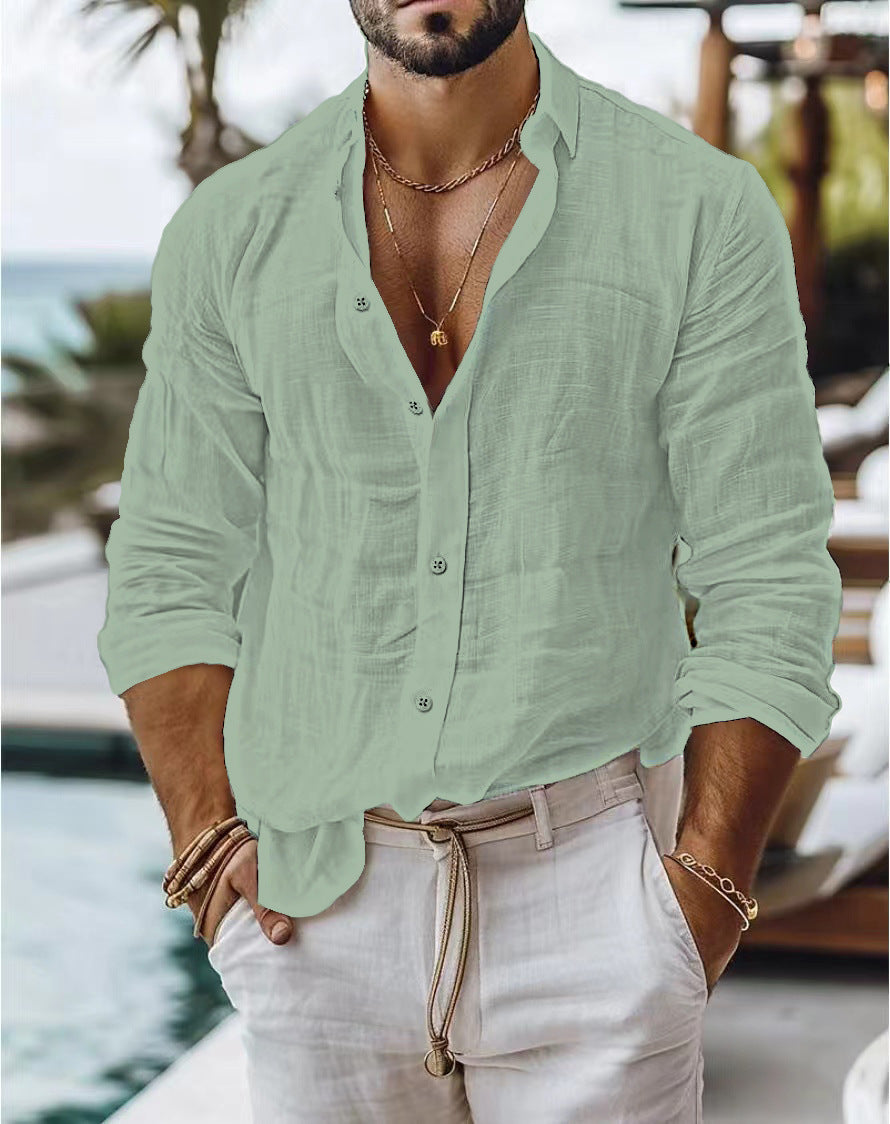 Mateo - Camisa de Lino Gris