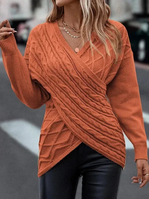Valeria - Jersey de punto cruzado con diseño trenzado mujer