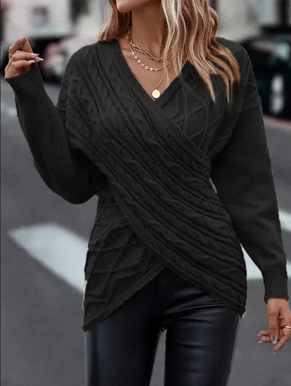 Valeria - Jersey de punto cruzado con diseño trenzado mujer