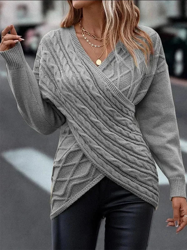 Valeria - Jersey de punto cruzado con diseño trenzado mujer