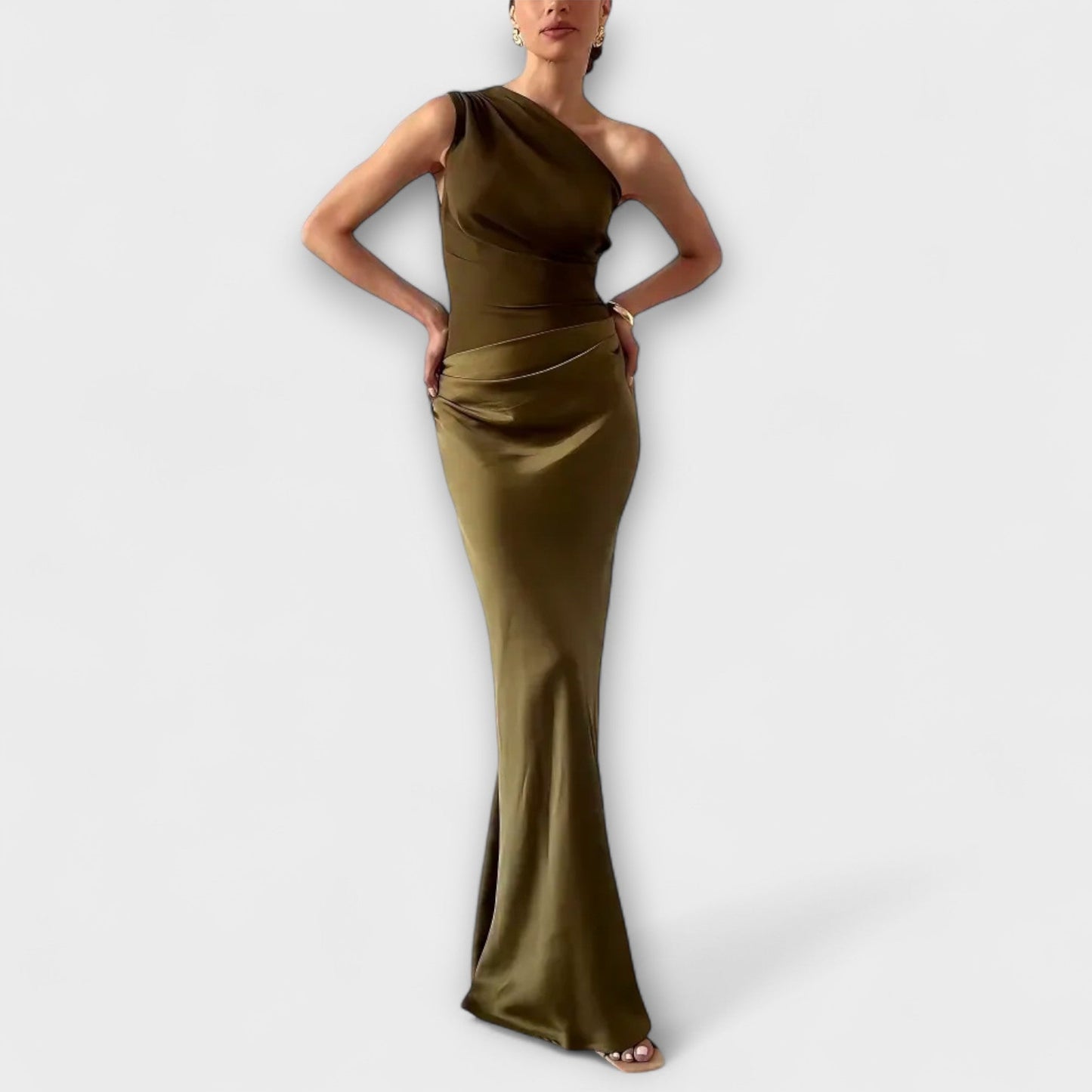 Adriana - Vestido largo satinado asimétrico