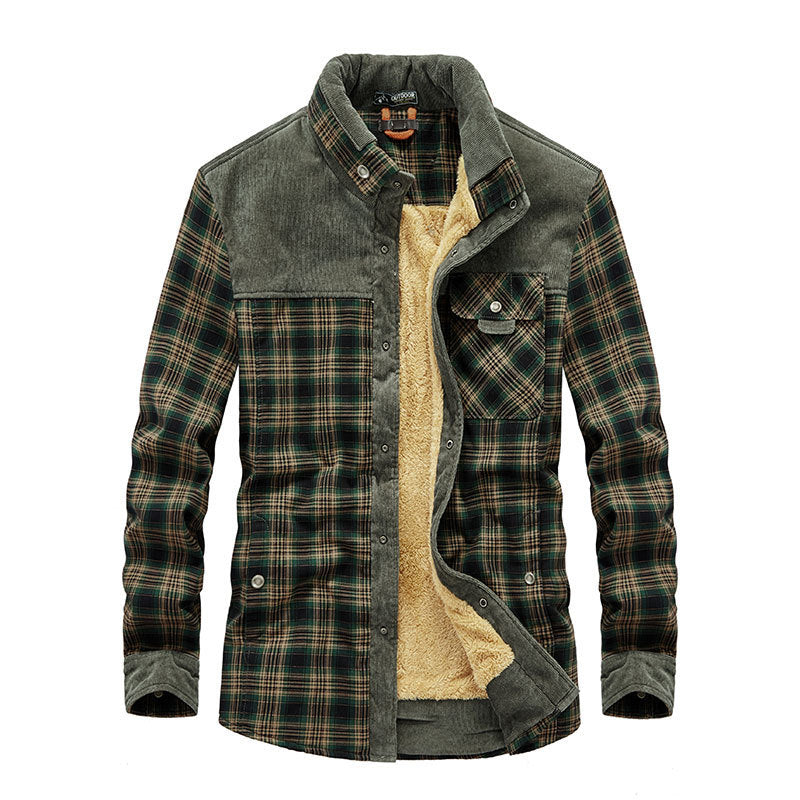 Mateo - camisa de invierno para hombre a cuadros cálida con forro de borrego