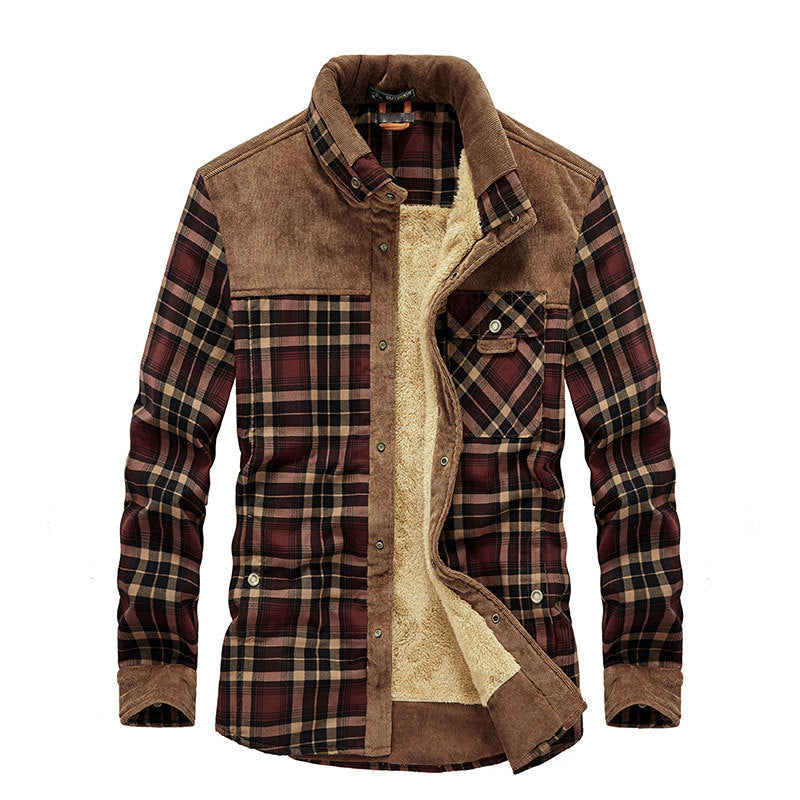 Mateo - camisa de invierno para hombre a cuadros cálida con forro de borrego