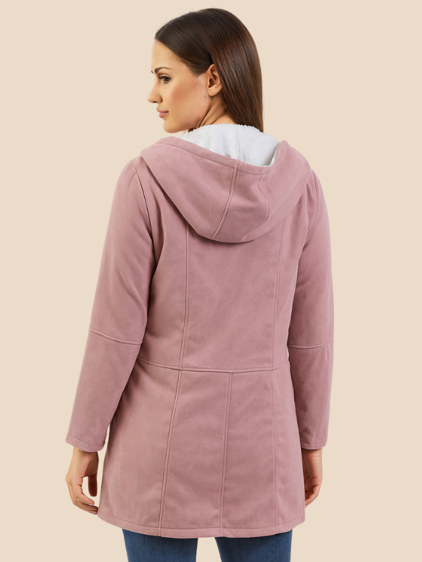 Sofía – Abrigo con forro de borrego y capucha para mujer