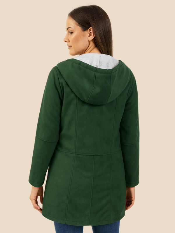 Sofía – Abrigo con forro de borrego y capucha para mujer
