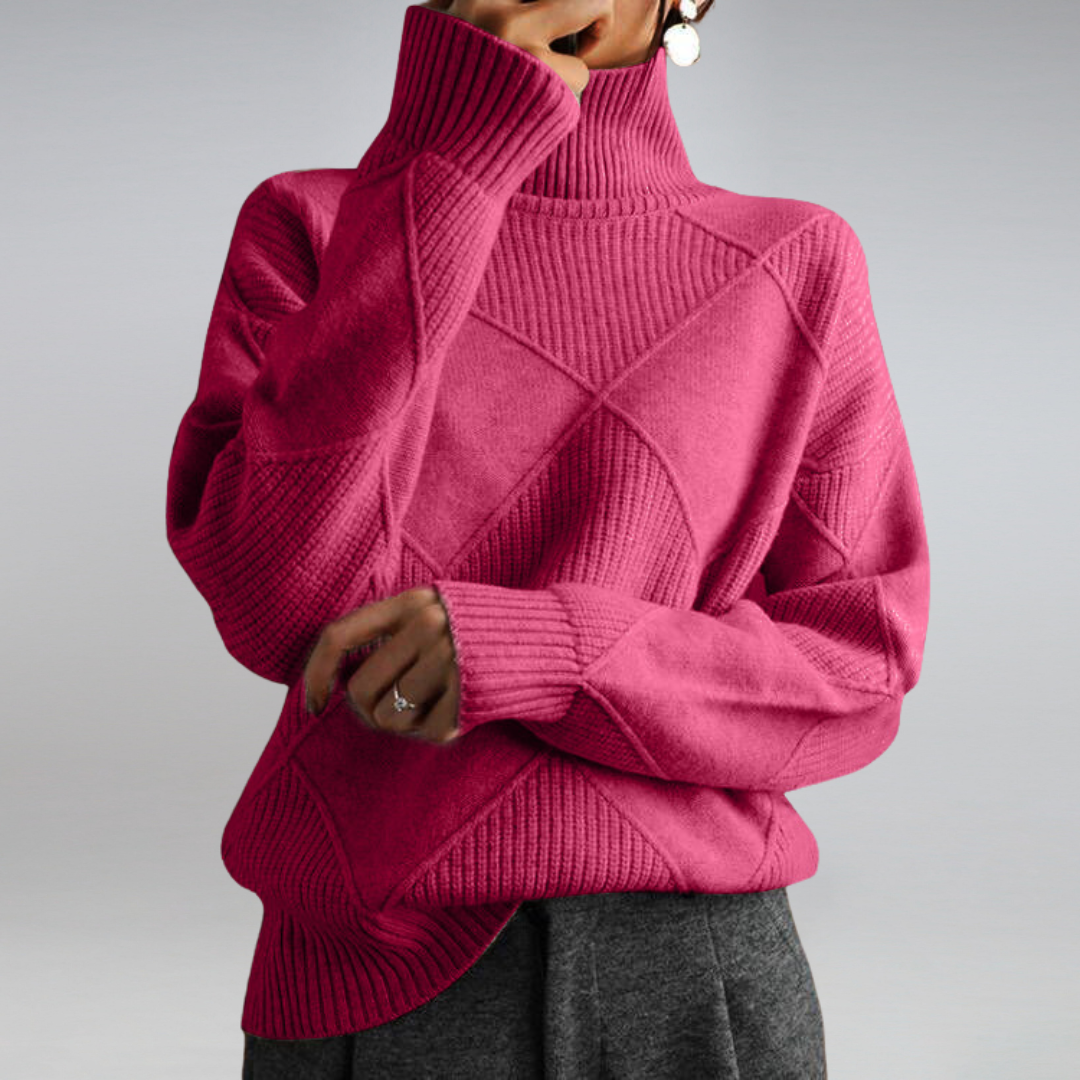 Valeria - Suéter cashmere de punto cuello alto mujer