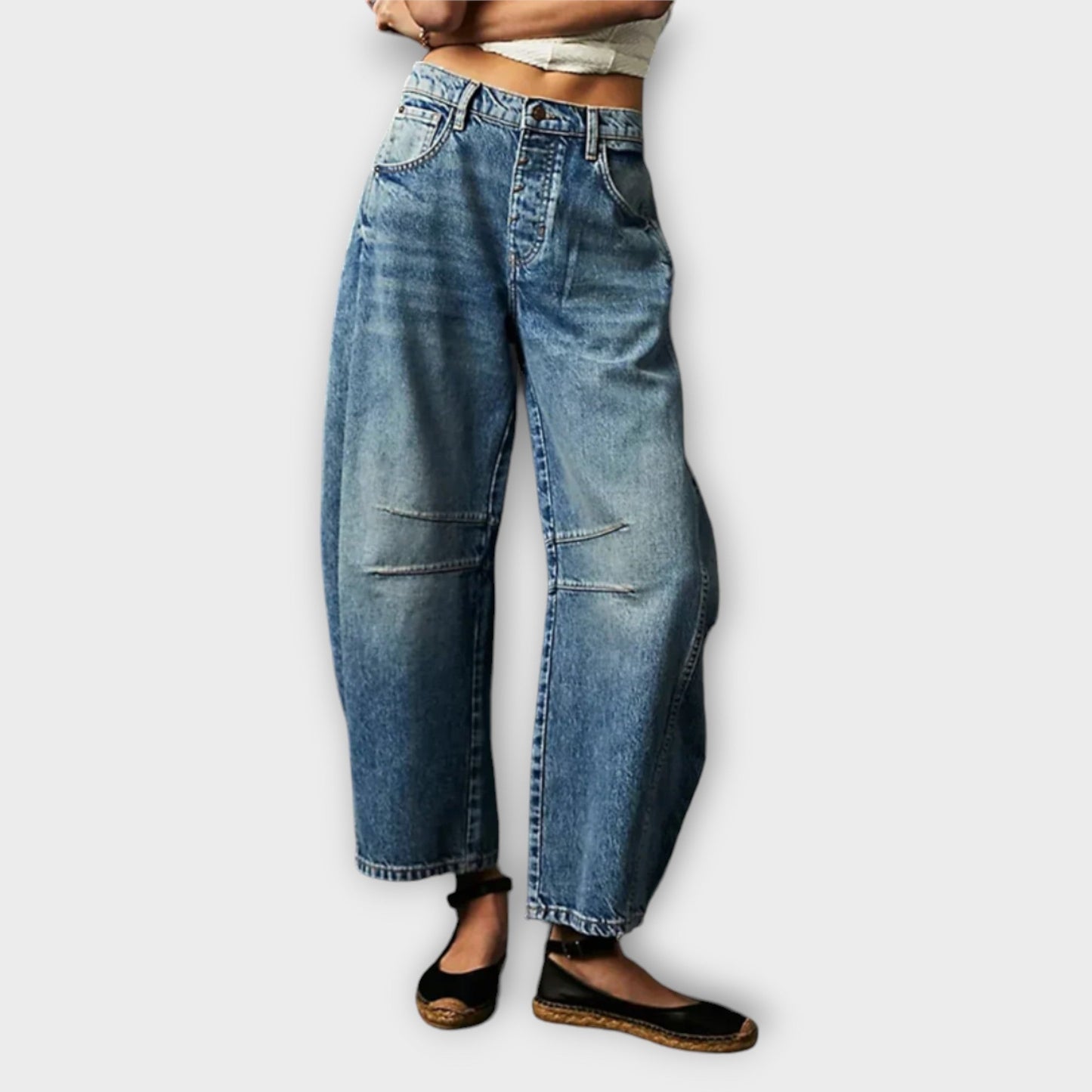 Valeria – Pantalones Vaqueros Anchos de Corte Retro para Mujer