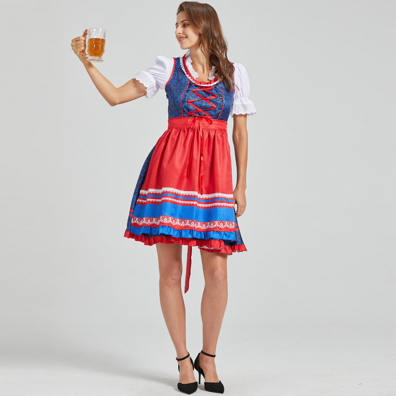 Heidi – Vestido tradicional Oktoberfest corto con delantal rojo