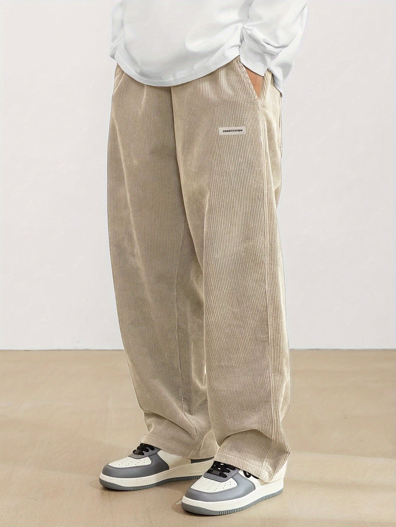 Ernesto - Pantalones de hombre anchos en pana estilo casual