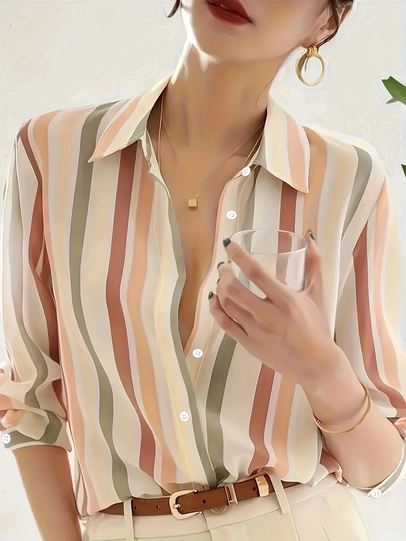 Lía – Camisa fluida de rayas verticales