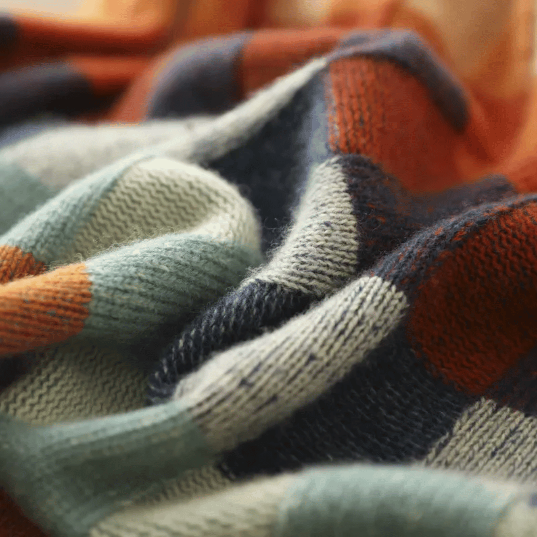 Camila - Suéter cashmere de cuadros cuello alto mujer