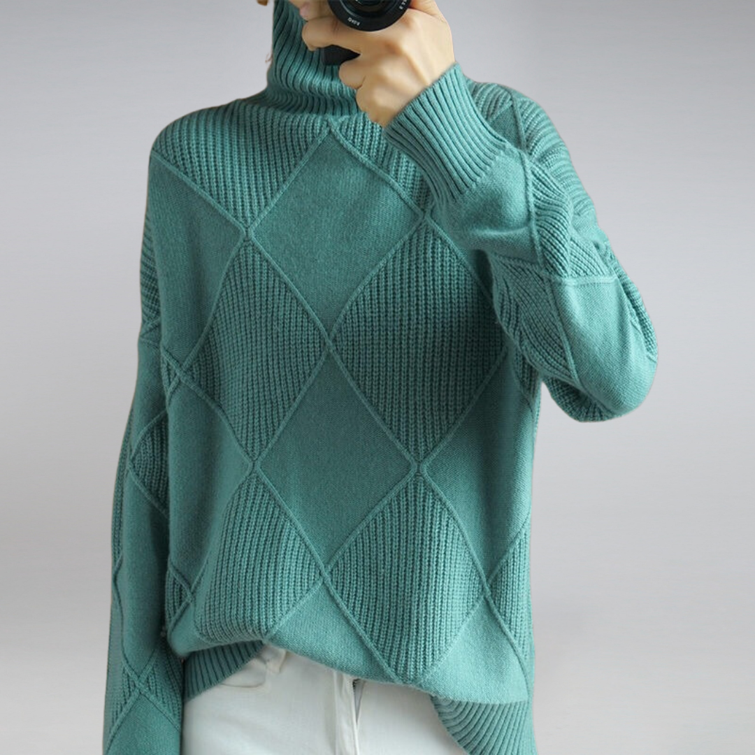Valeria - Suéter cashmere de punto cuello alto mujer