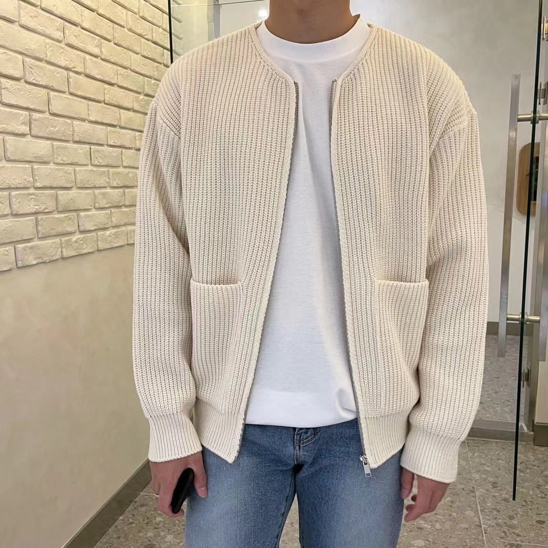 Matías - Chaqueta de hombre con cremallera y tejido