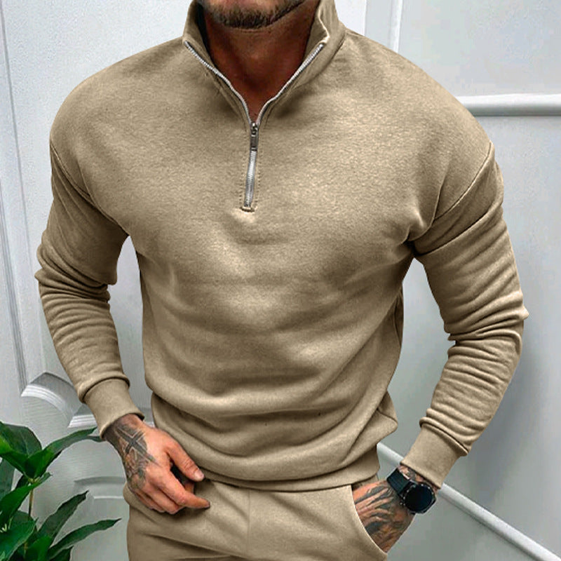 Enzo - Suéter de hombre con cremallera media y cuello alto