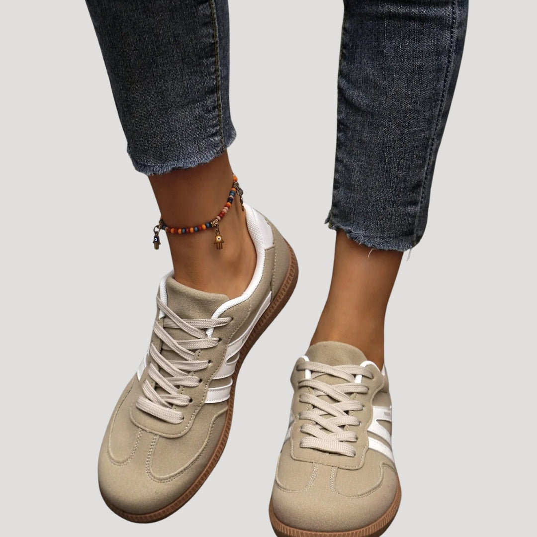 Luna - Zapatillas deportivas con suela de goma y franjas muje