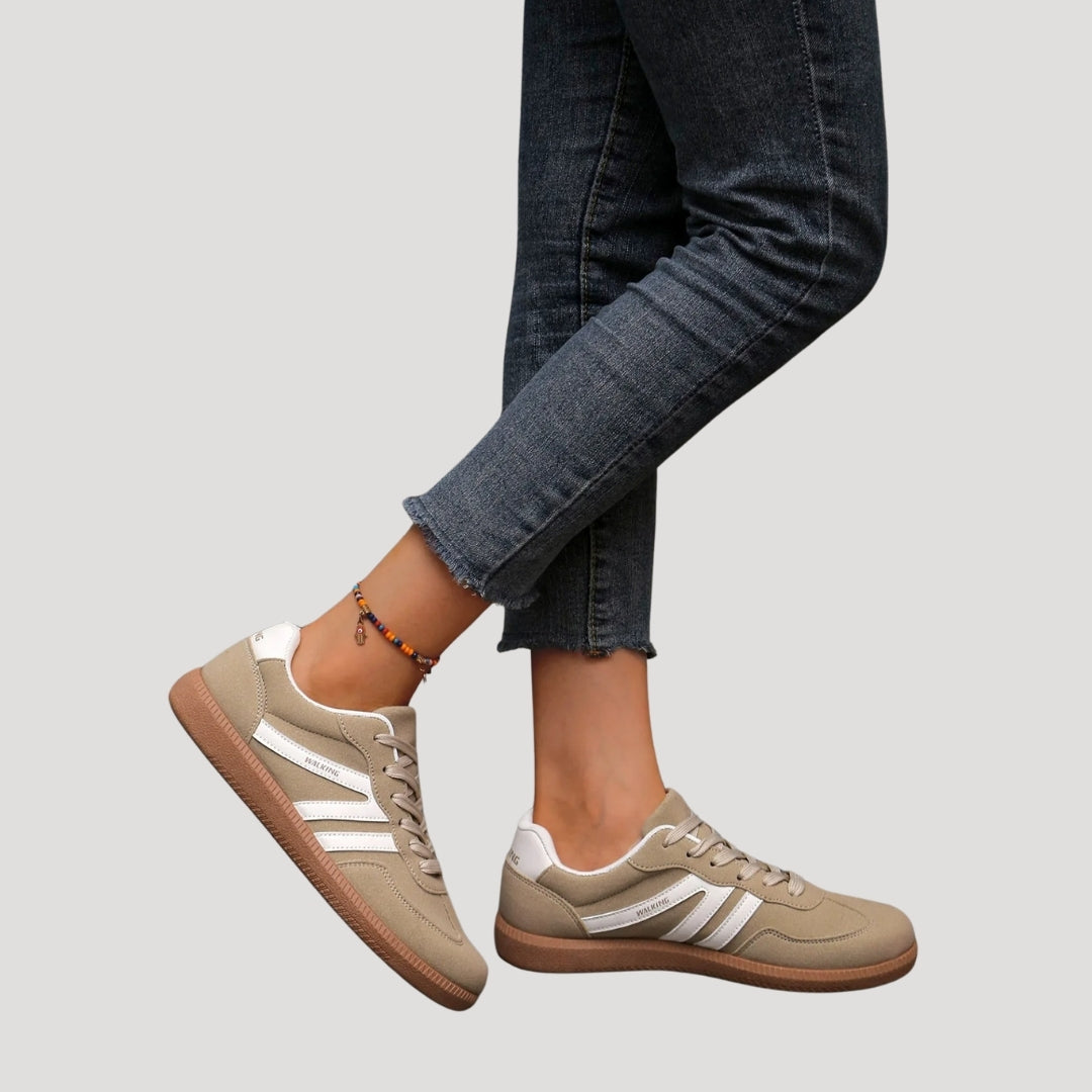 Luna - Zapatillas deportivas con suela de goma y franjas muje