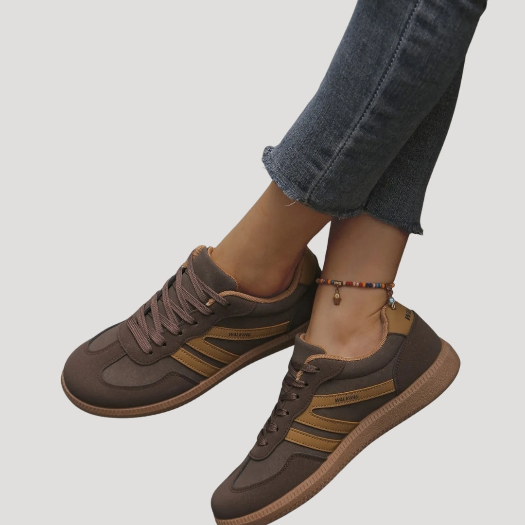Luna - Zapatillas deportivas con suela de goma y franjas muje