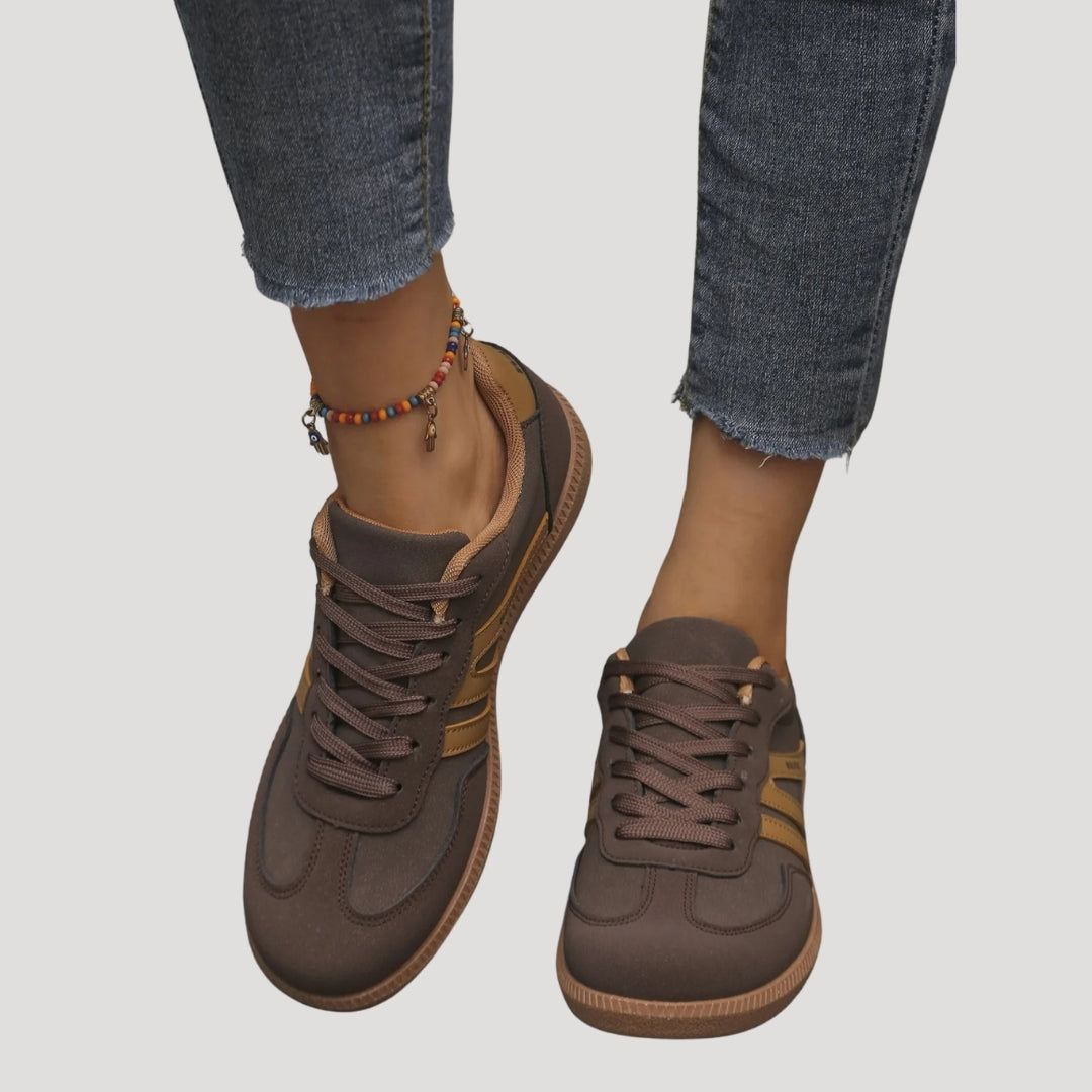 Luna - Zapatillas deportivas con suela de goma y franjas muje