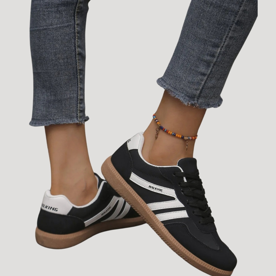 Luna - Zapatillas deportivas con suela de goma y franjas muje