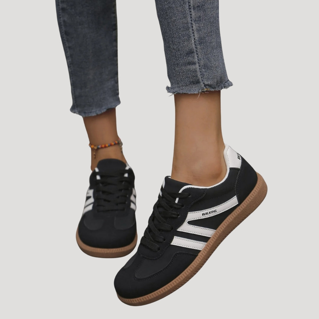 Luna - Zapatillas deportivas con suela de goma y franjas muje