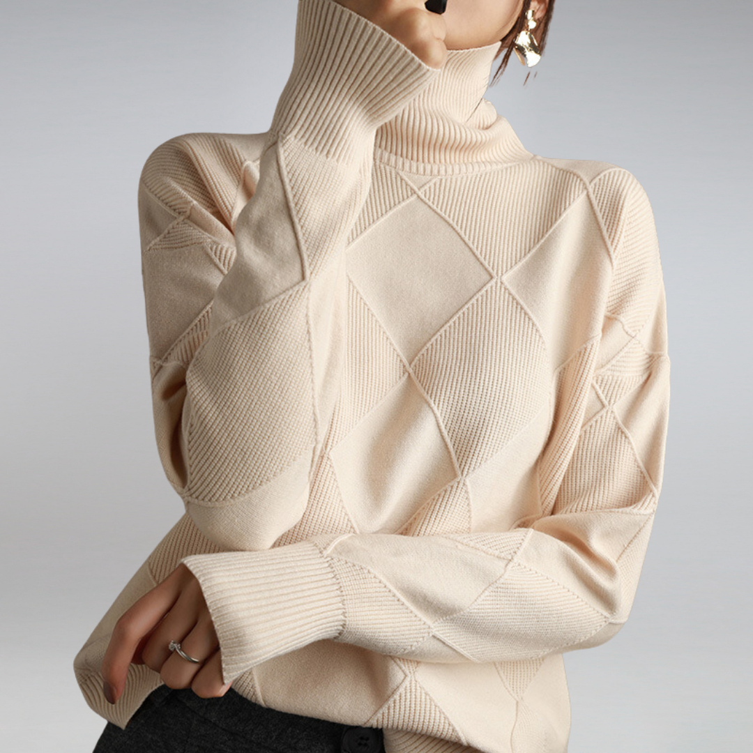 Valeria - Suéter cashmere de punto cuello alto mujer