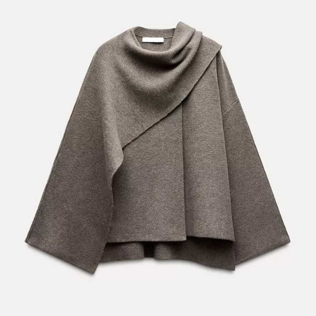Aurora - Poncho de lana elegante con manga amplia mujer