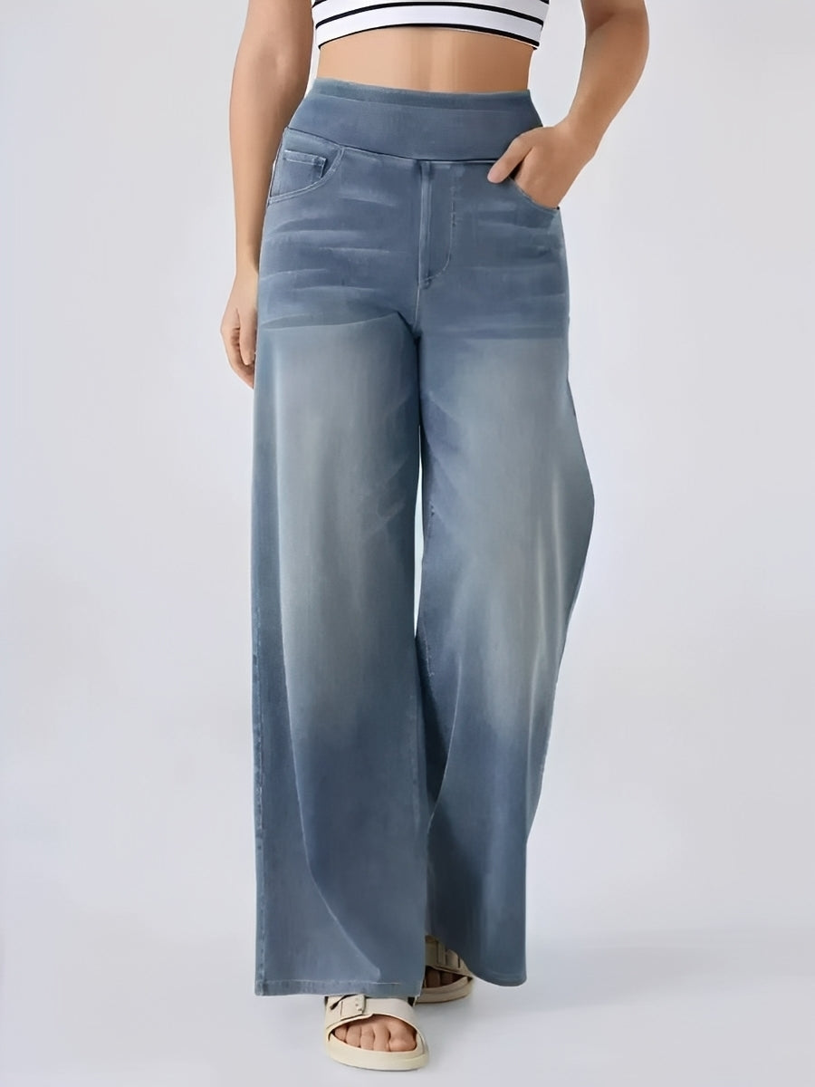 Camila - Pantalón vaquero de mujer pierna ancha cintura alta